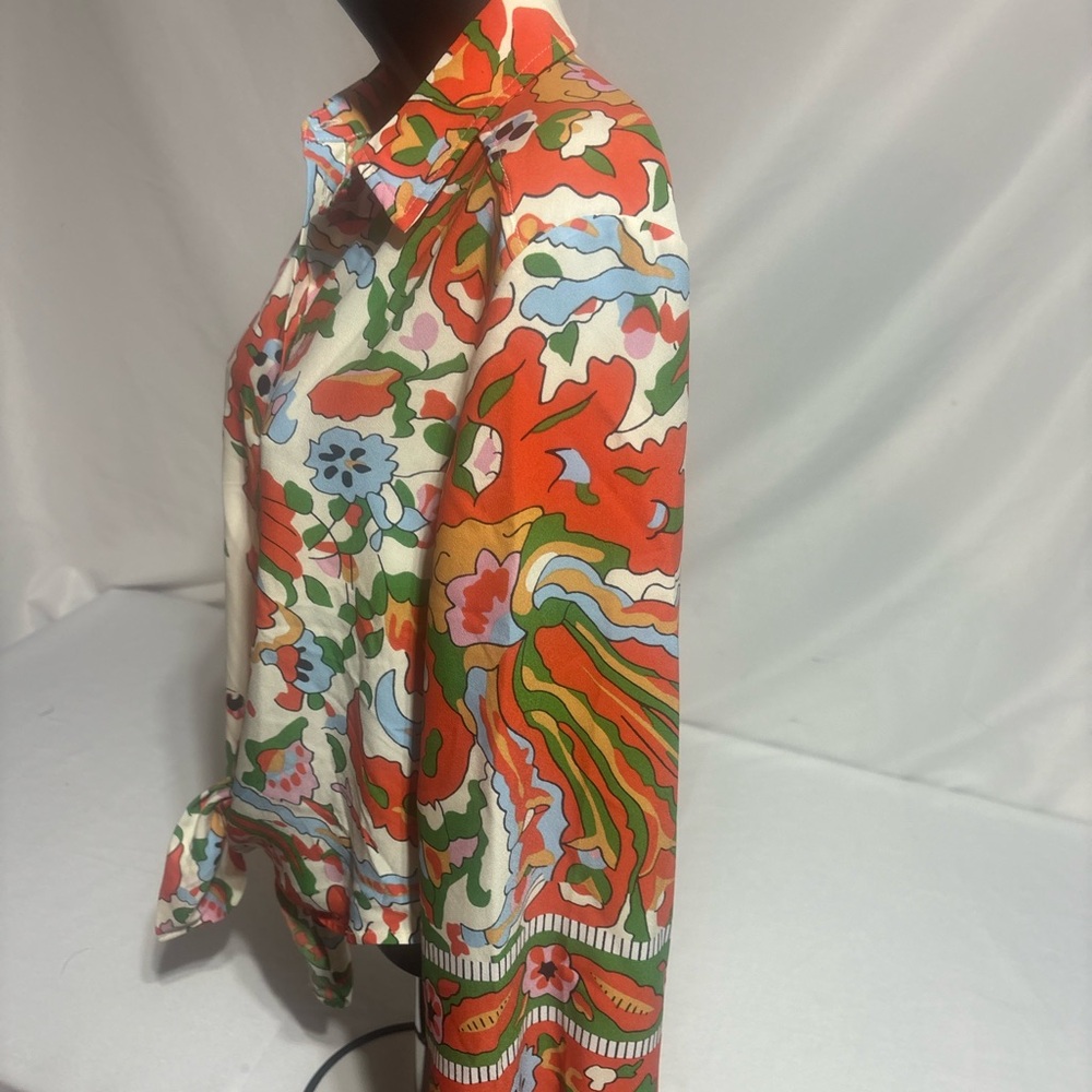 cupcakes & cashmere Multicolor Floral Paisley Tie Front Cropped Blouse Size : XS - Picture 6 of 16